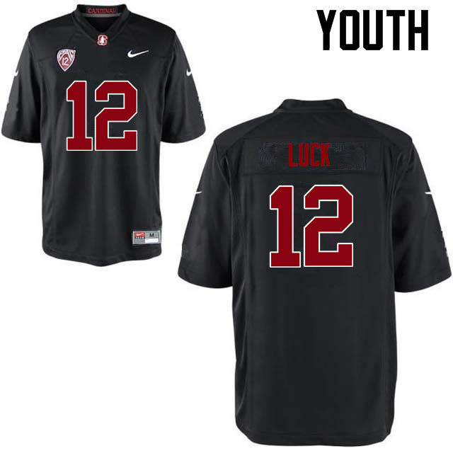 Youth Stanford Cardinal #12 Andrew Luck College Football Jerseys Sale-Black - Click Image to Close